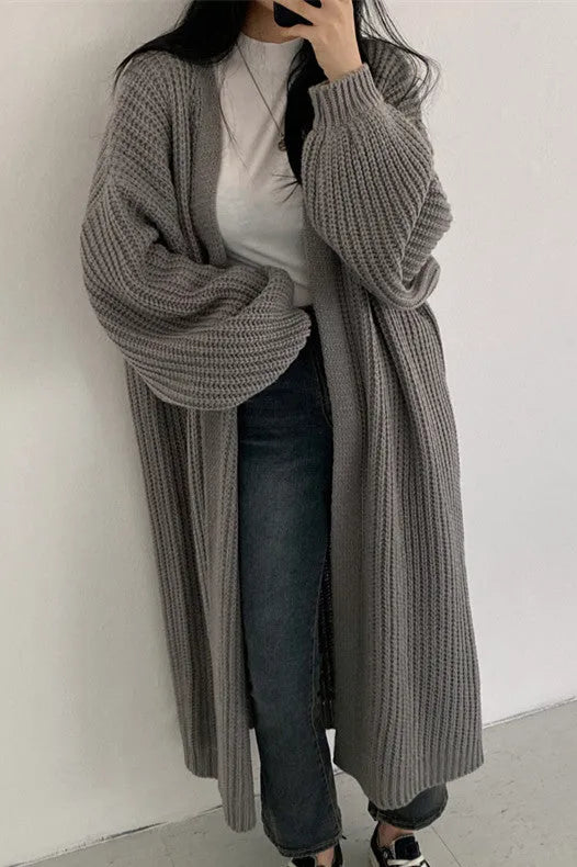 Manteau pull tricoté long et ample vintage