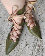 Medieval Elf Fairy Leaves Lace Up Shoes