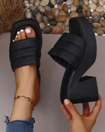 Diapositives à bout carré et talon épais à semelle épaisse