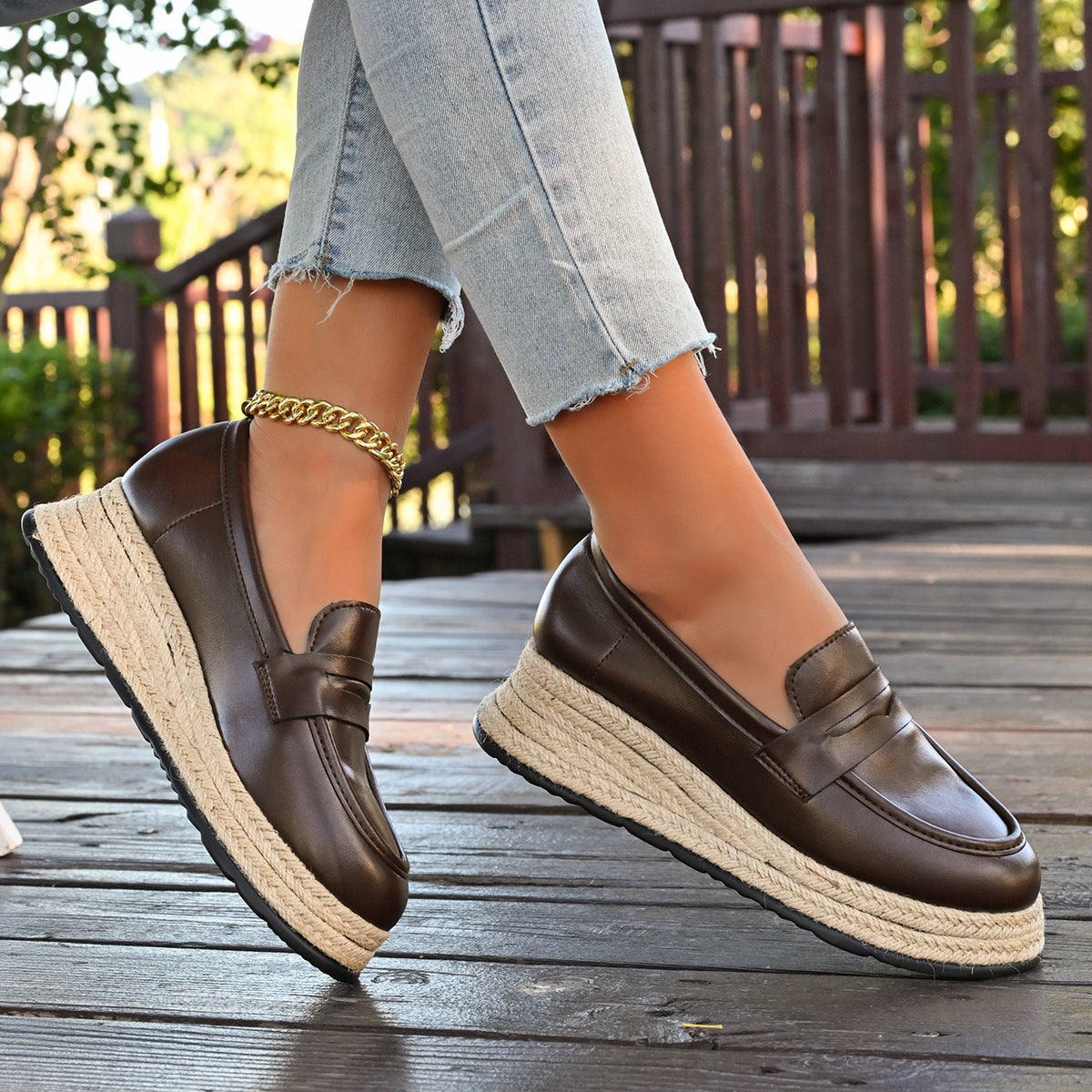 Chic Wedge Espadrilles Slip-On Loafers