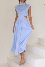 Light of My Life Cutout Waist Pocketed Vacation Midi Dress