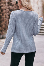 Top brossé boutonné à ourlet arrondi