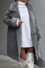 Wildledermantel mit Revers-Fleecefutter