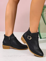 Classic Side Zipper Metal Buckle Chelsea Boots