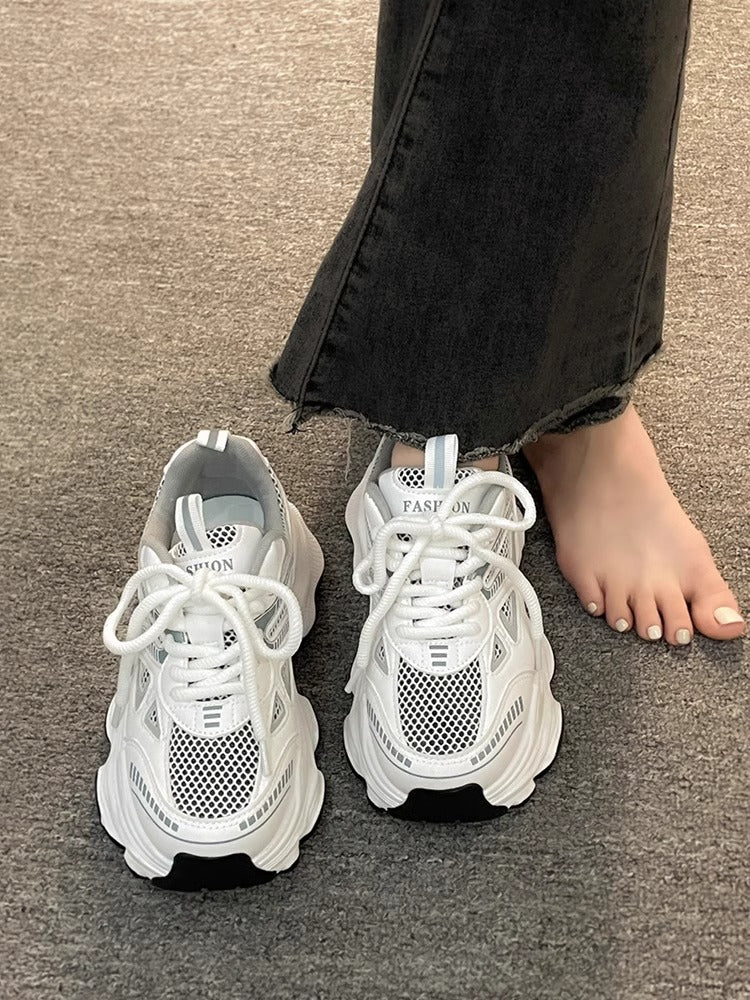 Zapatillas ligeras de malla con suela gruesa y realce