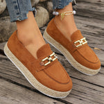 Velvet Thick Straw Bottom Flat Shoes