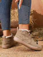 Convenient lacing system plush soft rubber sole snow boots