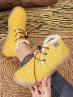 Convenient lacing system plush soft rubber sole snow boots