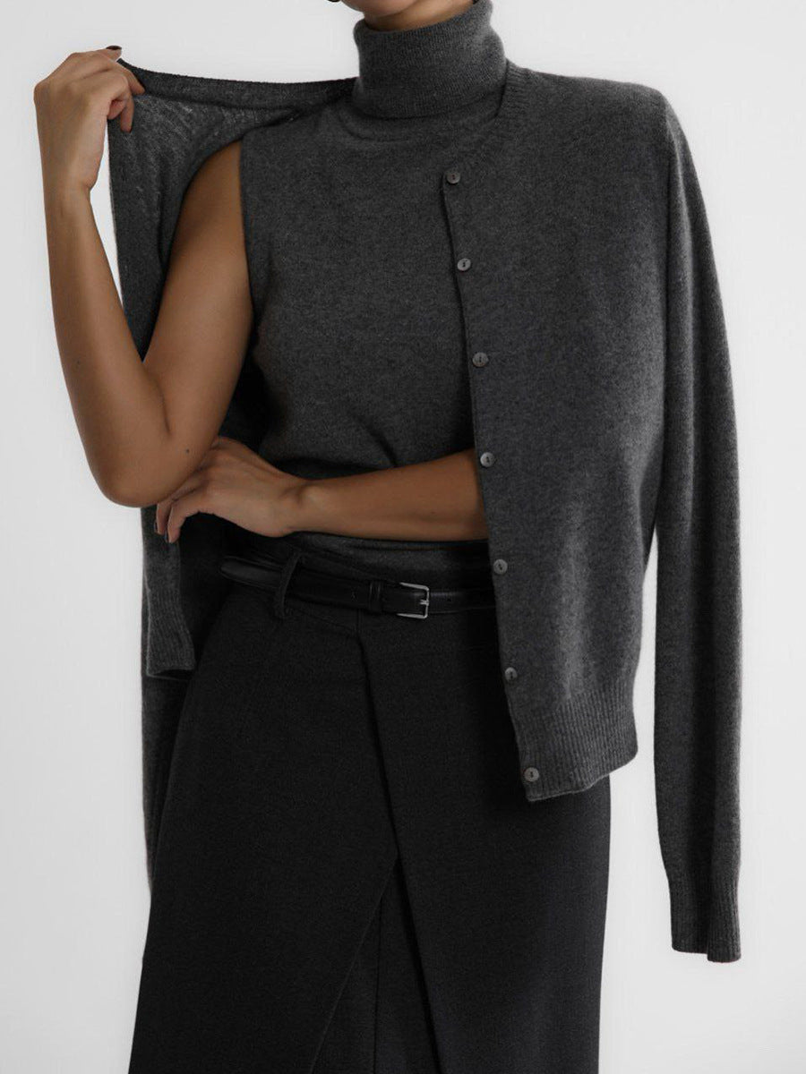 Pull sans manches à col roulé, haut sans manches simple