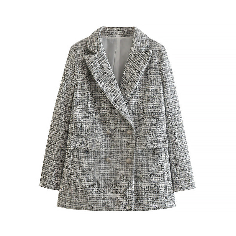 Tweed Blazer Vintage Double Breasted Coat