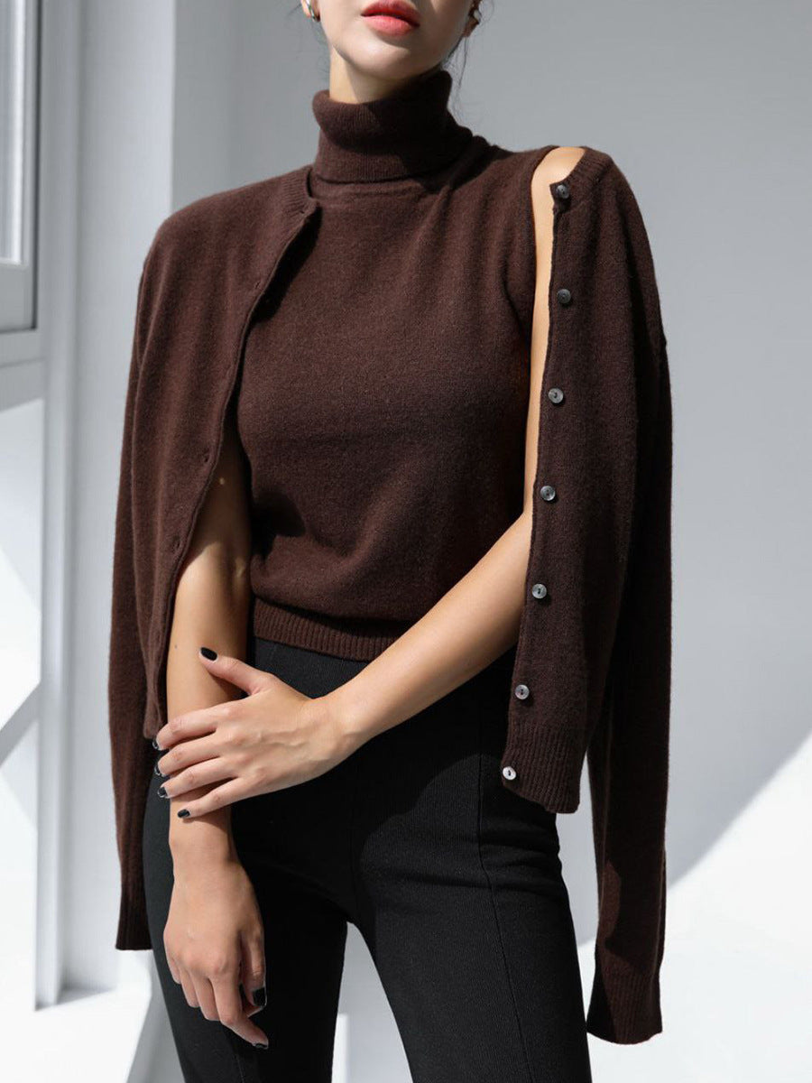 Pull sans manches à col roulé, haut sans manches simple