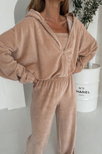 Afternoon Nap Hooded Cardigan and Elastic Wide-Leg Pants