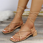 Square open toe strappy square heel Roman sandals