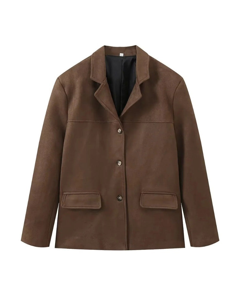 Old Hollywood Glam suede midi jacket