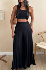 Camisole top and pleated wide-leg pants two-piece set