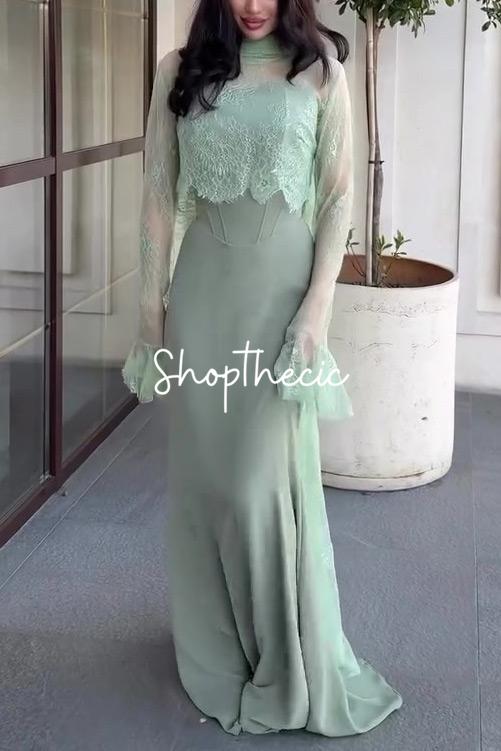 Abito in pizzo plissettato tettonico