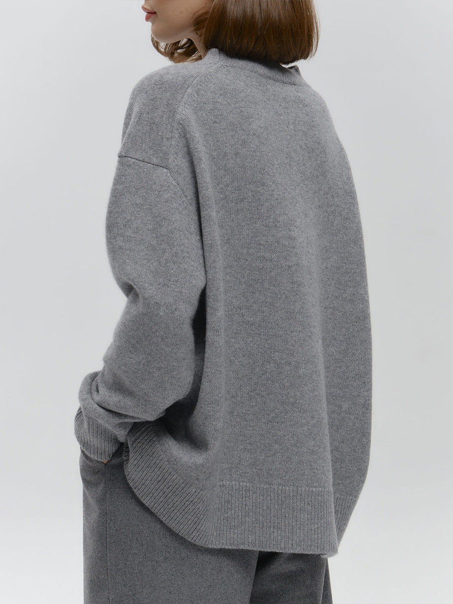 Pull ample et simple en tricot de couleur unie