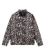 Leopard print cropped loose zip-up jacket