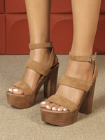 Wildleder Knöchel Kreuzriemen Blockabsatz Plateau