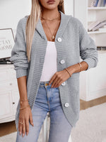 Vintage Loose Button Hooded Knit Cardigan Jacket