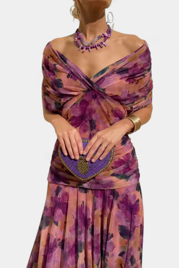 Concrete Canter mesh floral print dress