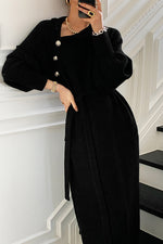 Woolly Haze shoulder buttons turtleneck long sweater coat