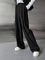 Smooth loose wide-leg straight suit trousers