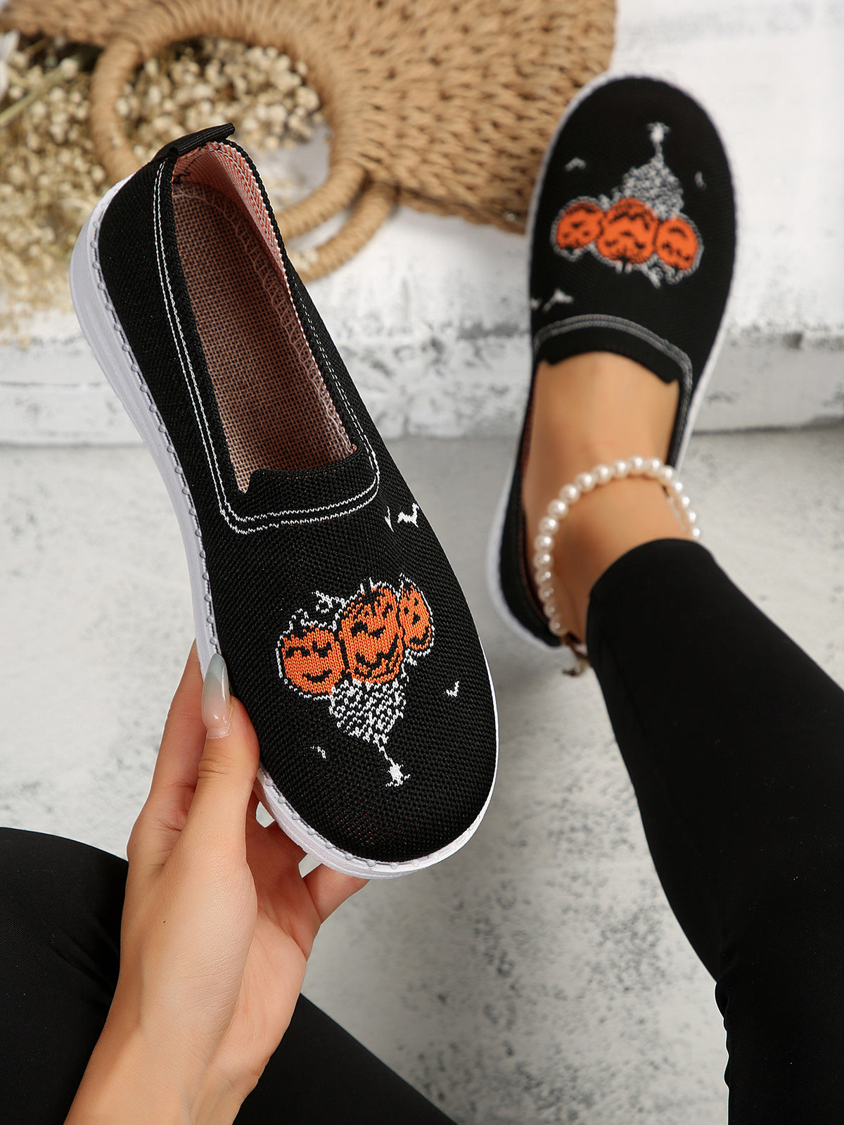Flache Halloween-Mokassins aus Flyknit