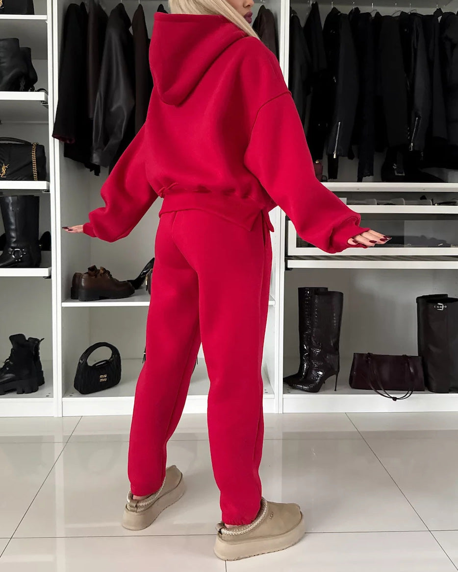 Coffee Run Hooded sweatshirt and cropped pants two-piece set