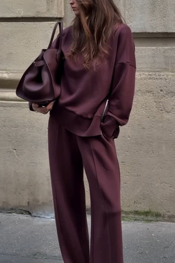 Ensemble deux pièces sweat-shirt à manches longues et pantalon à poches amples