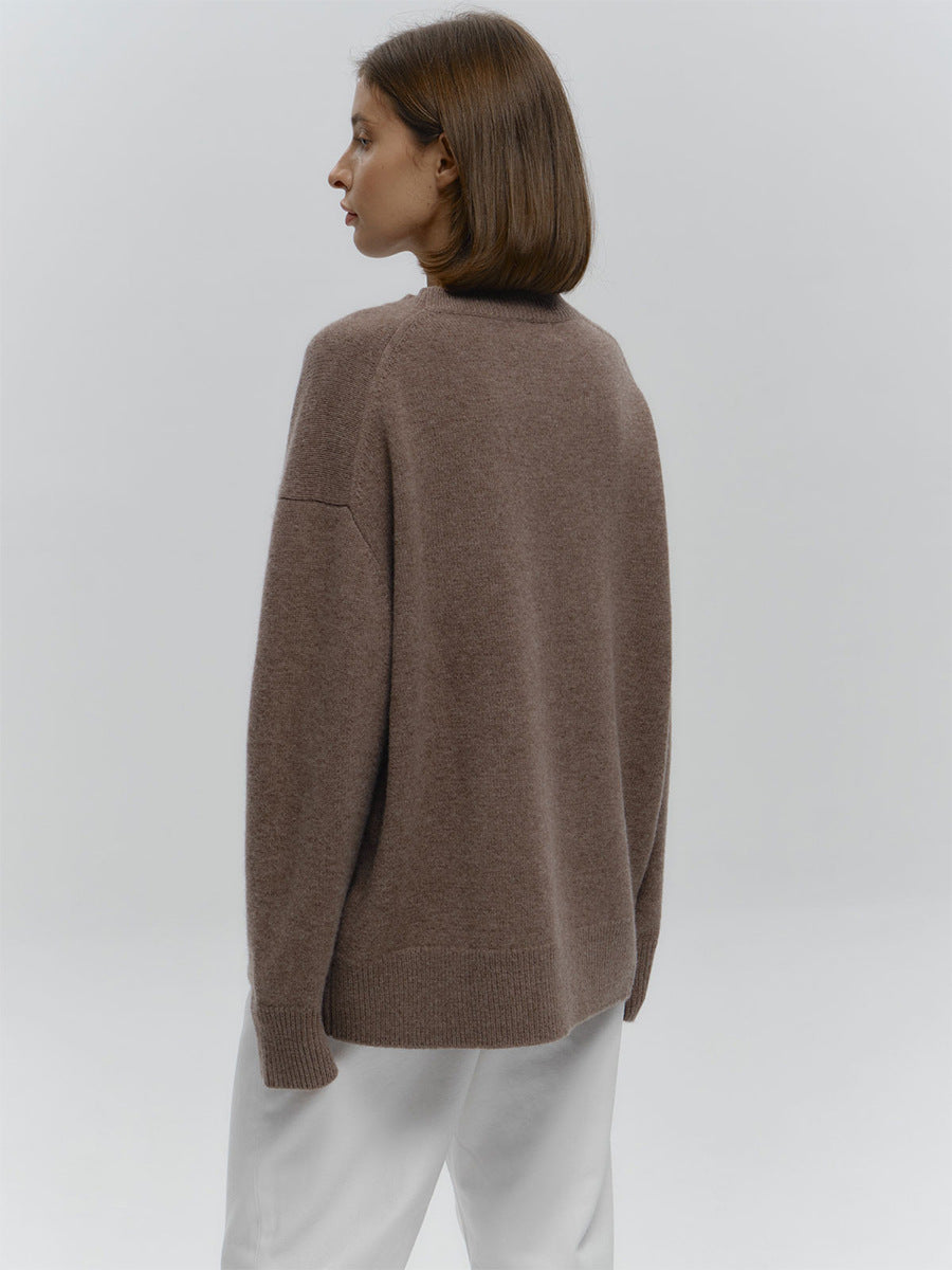 Pull ample et simple en tricot de couleur unie
