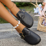 Chaussons Birkenstock noirs à bout rond tissés