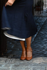 Retro braun Runde Zehen Dicken High Heels Pumps