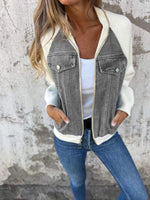 Jeansjacke mit Patchwork-Kapuze