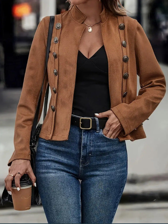 Zweireihige Vintage-Wildlederjacke