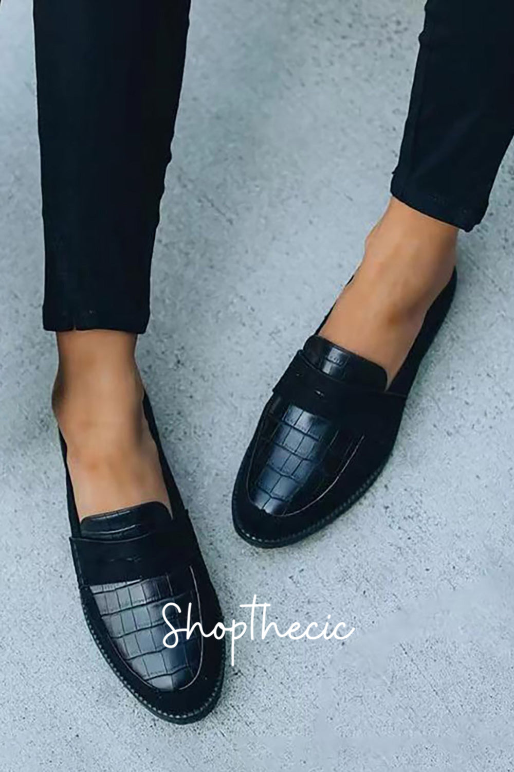 Scarpe mary jane nere con motivo coccodrillo