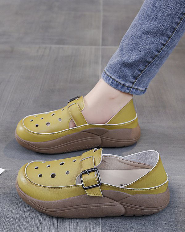 Flache Retro-Gartenschuhe in Kroko-Optik mit dicker Sohle