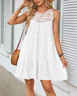 Robe trapèze dos nu en dentelle creuse