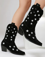 Chunky heeled five-pointed star low boots