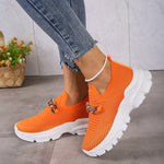 Metal chain thick breathable fly knit sneakers