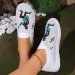 Chaussures plates en tricot à mouche brodées de musique rock