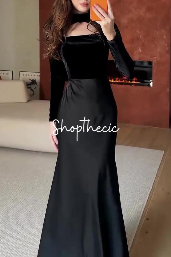 Aural Silhouette Fitted satin evening gown