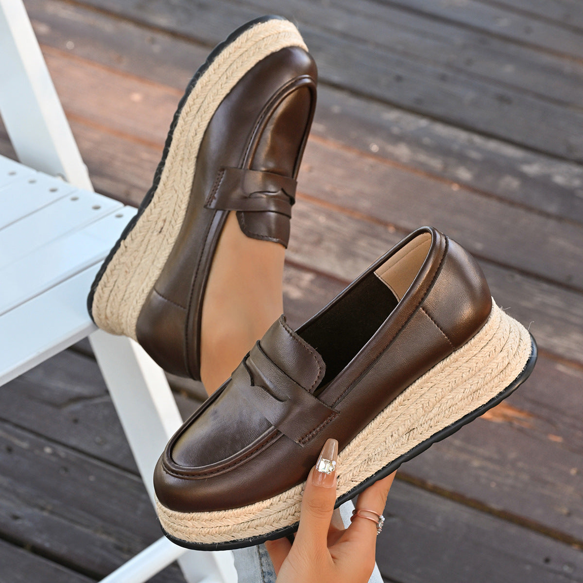 Chic Wedge Espadrilles Slip-On Loafers