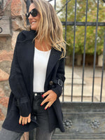 Cable Large Suit Collar Mid-Length Cardigan Knitted Jacket