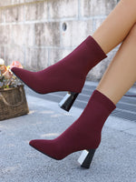 Metropolitan Pointed toe chunky heel knitted sock boots