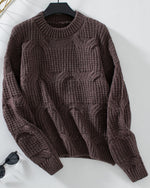 Solid Color Cable Knit Pullover