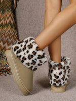 Leopard velvet mid-cut snow boots