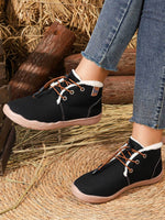 Convenient lacing system plush soft rubber sole snow boots