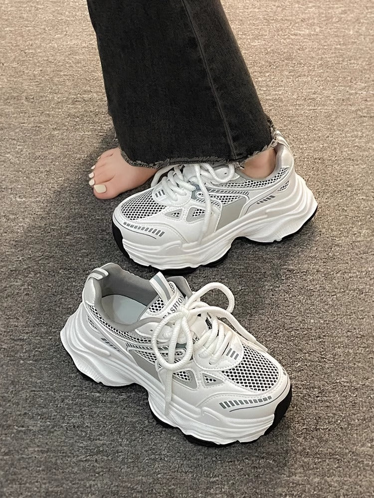 Zapatillas ligeras de malla con suela gruesa y realce