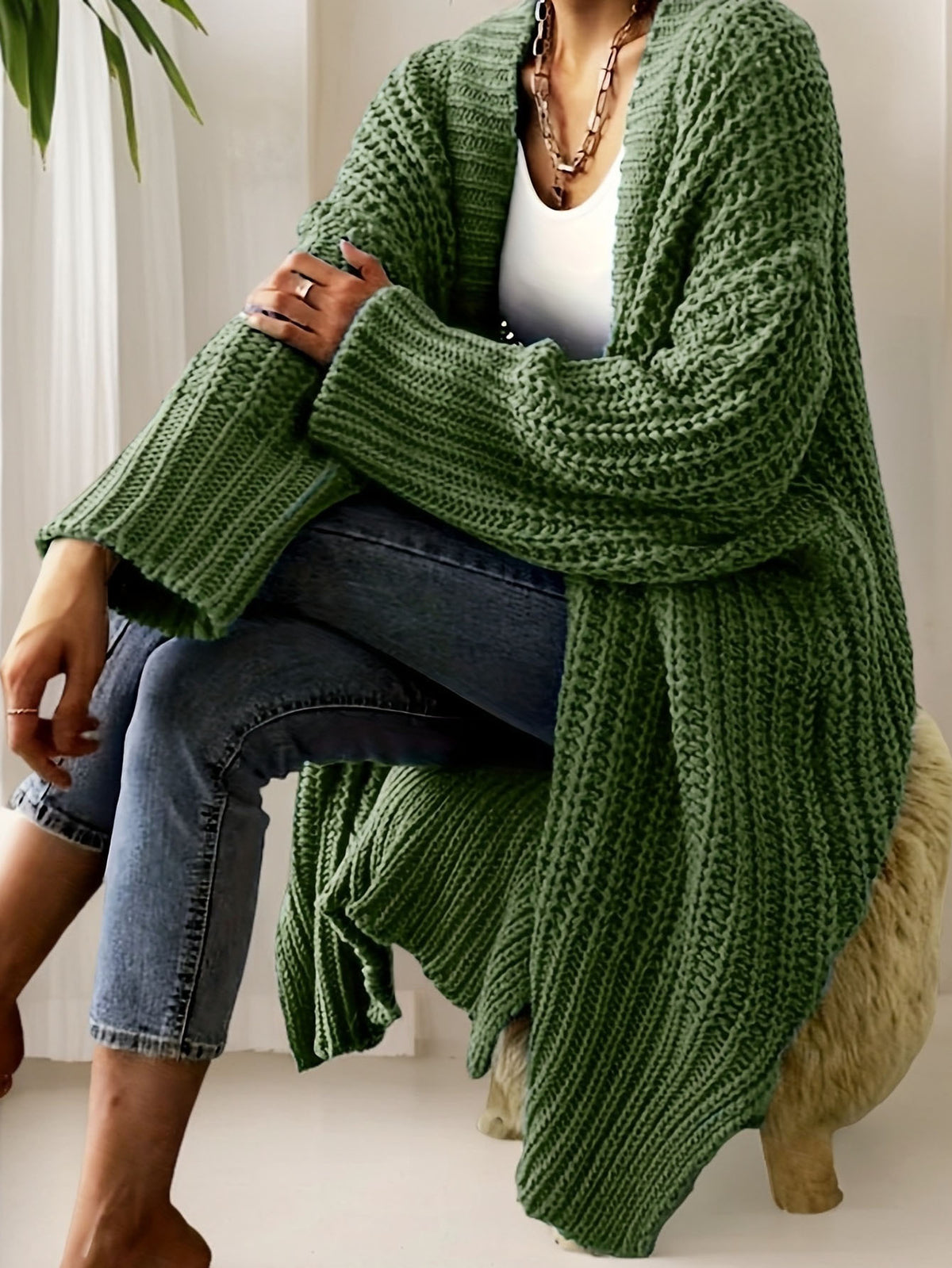 Rainy Day Refuge chunky knit long cardigan